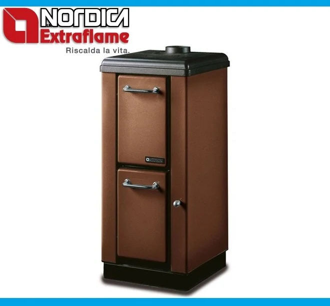 Stufa Legna La Nordica Extraflame Modello Mignon 4 Kw Marrone Acciaio E Ghisa