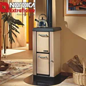 Stufa Legna La Nordica Extraflame Modello Mignon 4 Kw Cappuccino Acciaio E Ghisa