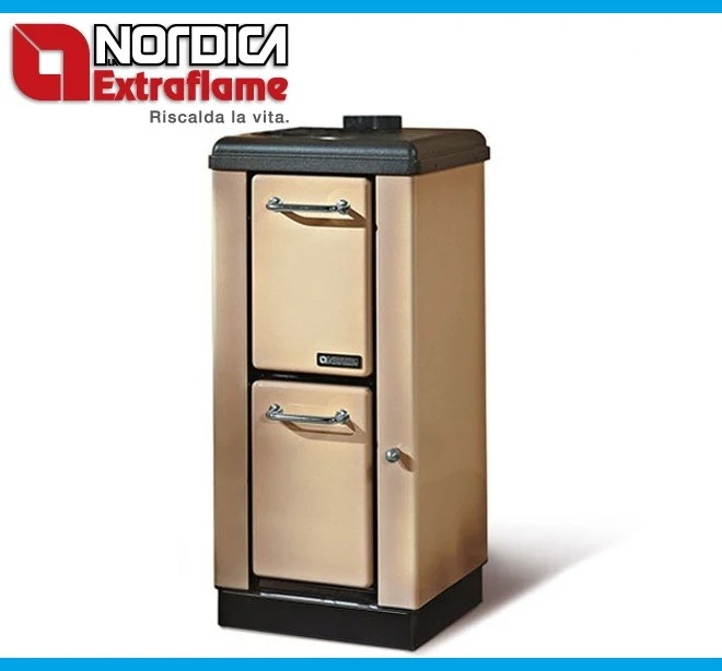 Stufa Legna La Nordica Extraflame Modello Mignon 4 Kw Cappuccino Acciaio E Ghisa