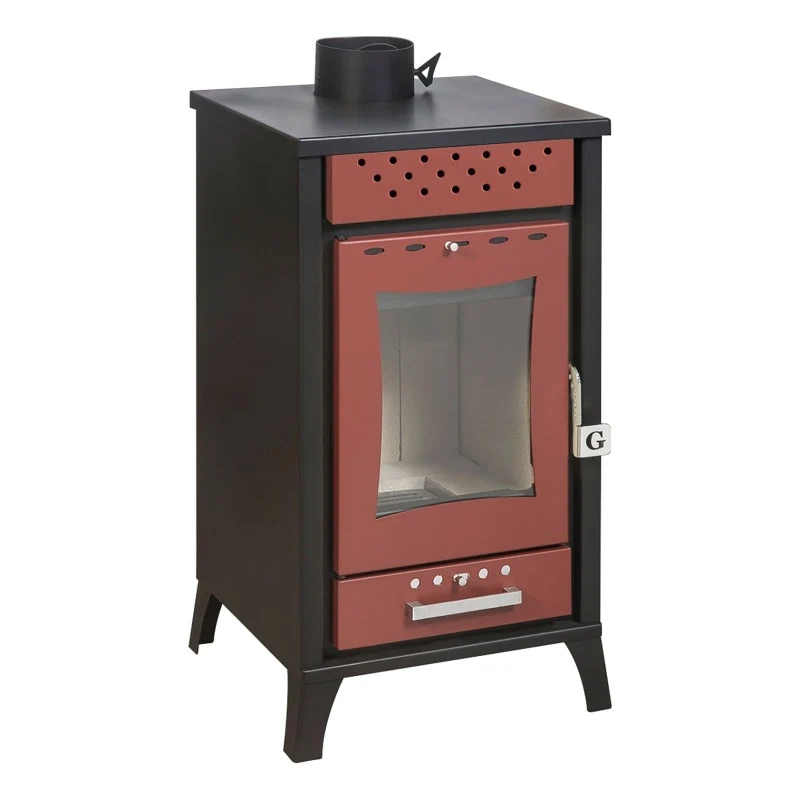 Stufa Legna Olga Rossa potenza 15 Kw L45,5xp48,5xh91