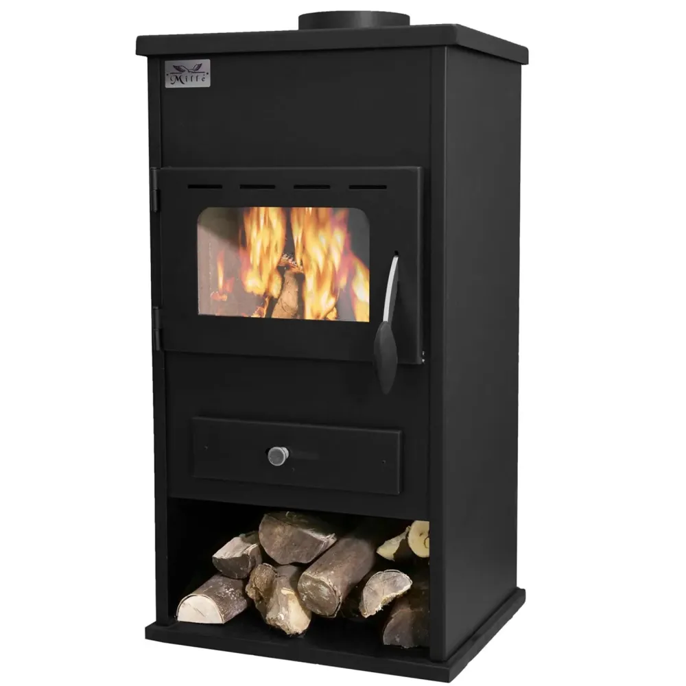 Stufa legna "Panarea" da 10 Kw acciaio verniciato caminetto h 88 cm Made Italy