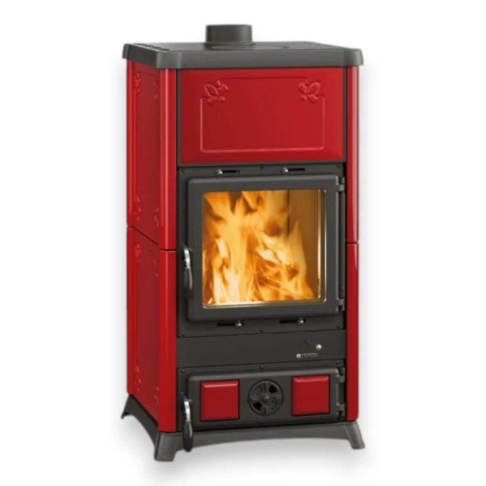 Stufa legna 8,3 Kw rivestita ghisa 56x54,7xH103,5 cm Nordica bordeaux