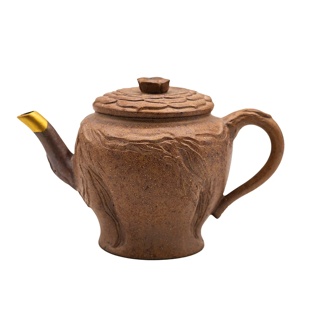 Teiera Yixing legna con coperchio loto e Kintsugi dorato n. 95078, 145 ml
