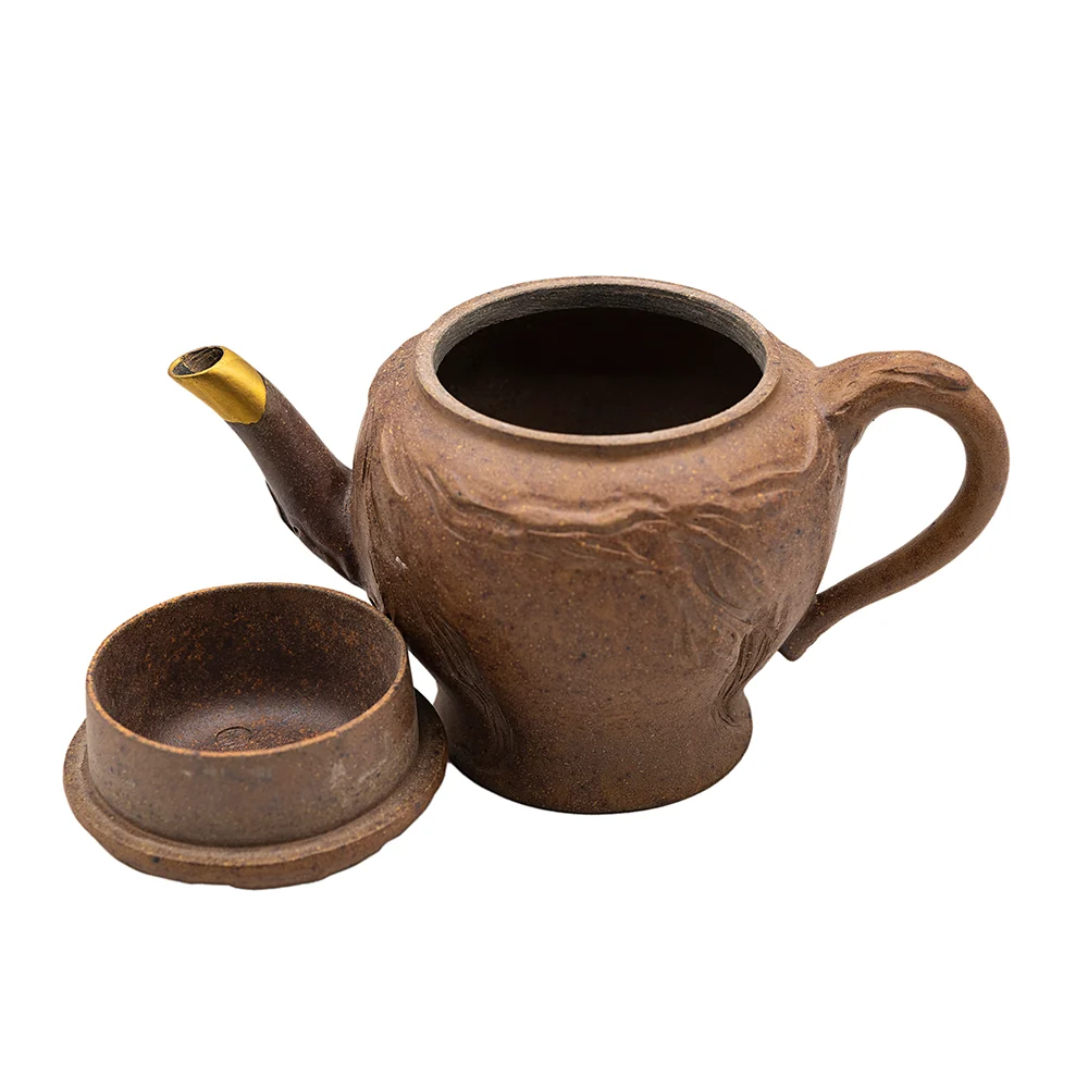 Teiera Yixing legna con coperchio loto e Kintsugi dorato n. 95078, 145 ml