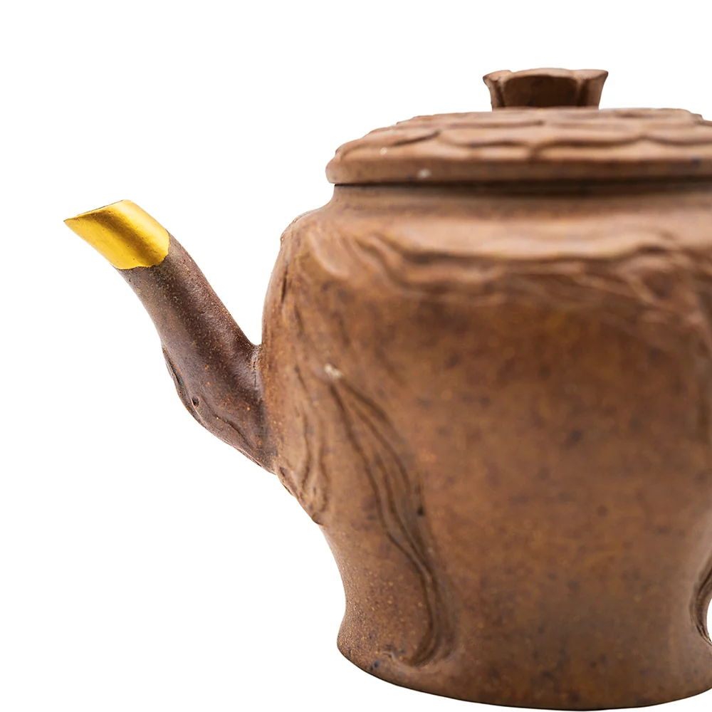 Teiera Yixing legna con coperchio loto e Kintsugi dorato n. 95078, 145 ml