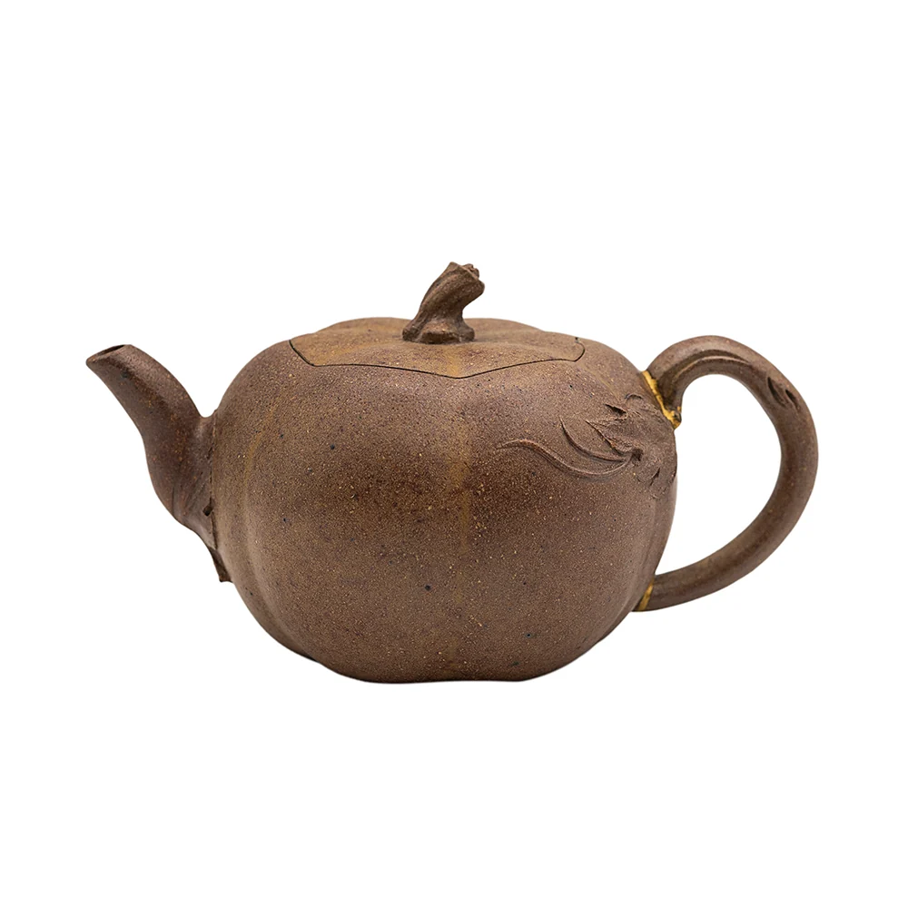 Teiera Yixing legna forma zucca con manico Kintsugi # 95080