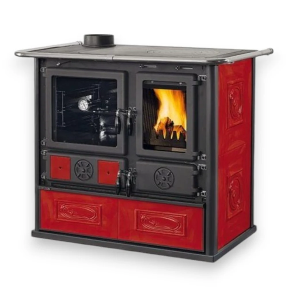Termocucina legna 15.5 Kw acciaio e ghisa 101.7x66.2x85.2 cm bordeaux Nordica