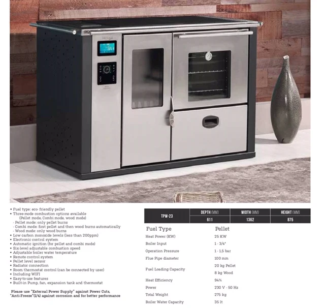 Termocuina ibrida legna/peller TPW23