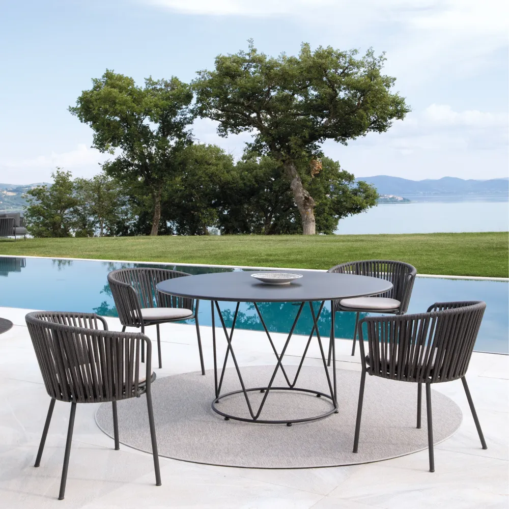 Set di sedie acciaio inox e corda "Daisy Rope" da giardino cm 62x50 80h | Impermeabile e Traspirante