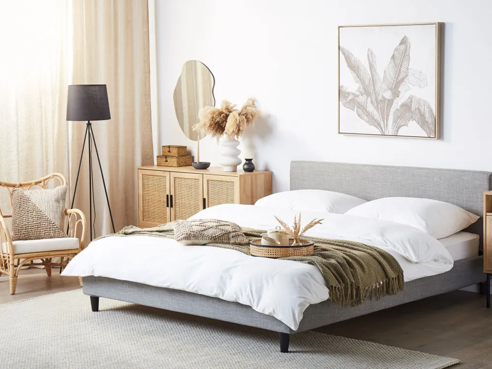EU Super King Size Bed Frame Cover Light Grey Bed FITOU Easy Fit