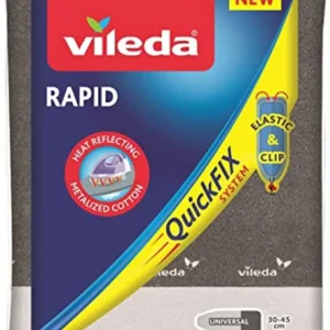 Vileda 142473 Rapid Copriasse da Stiro Universale, Cotone e Alluminio, Termoriflettente, con Fermacorda, Grigio, Lunghezza...