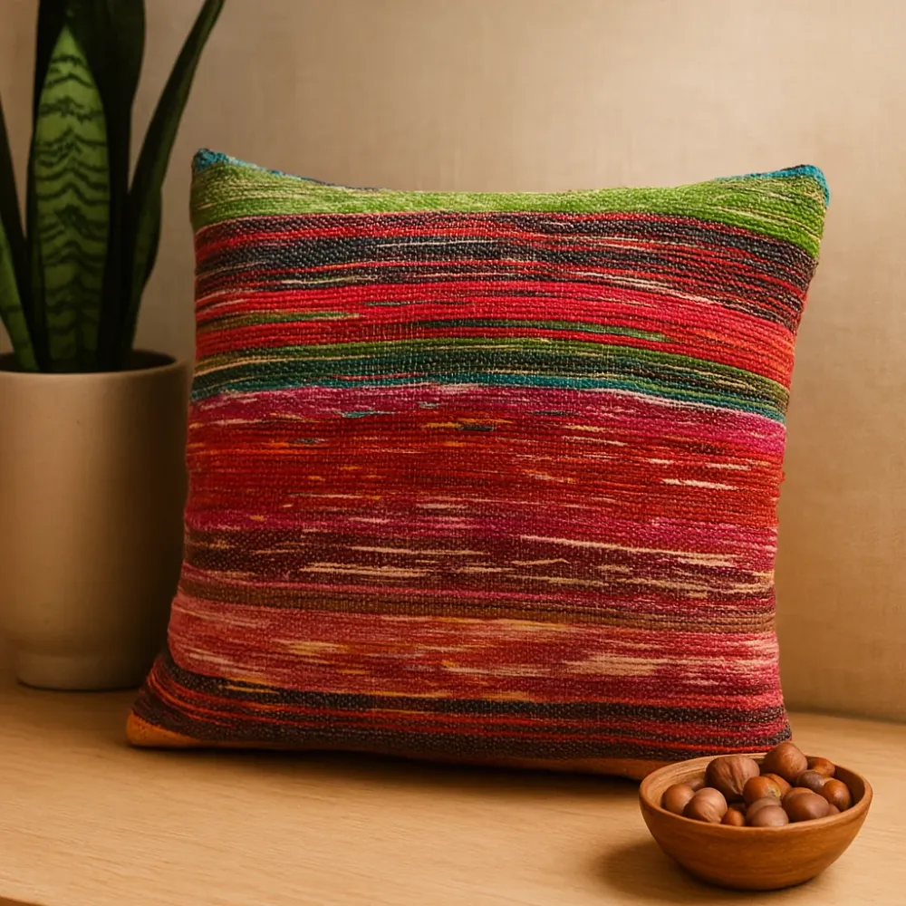 Federe per Cuscini Tappeto Intrecciato Artigianale Multicolore
