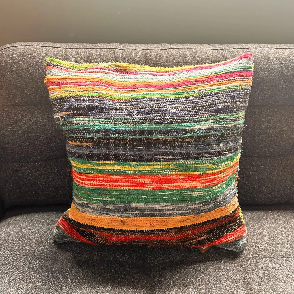 Federe per Cuscini – Tappeto Rag Verde Multicolore