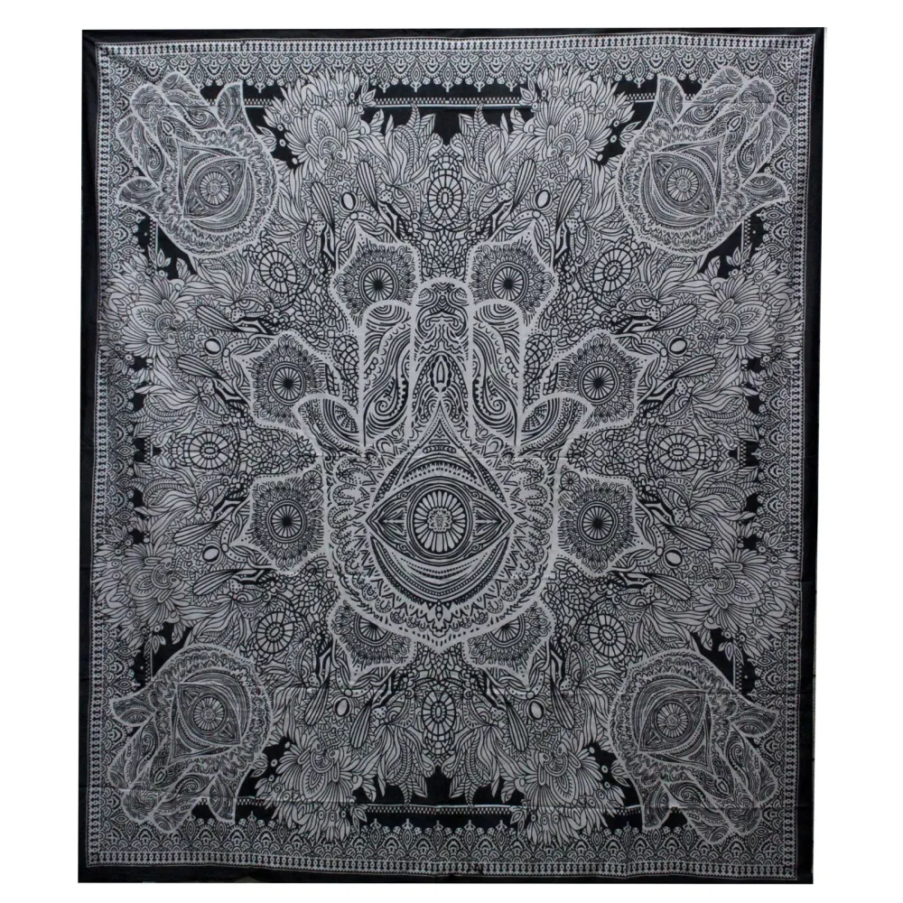 Coperta e Tappeto da Parete – Doppia Hamsa Cotone
