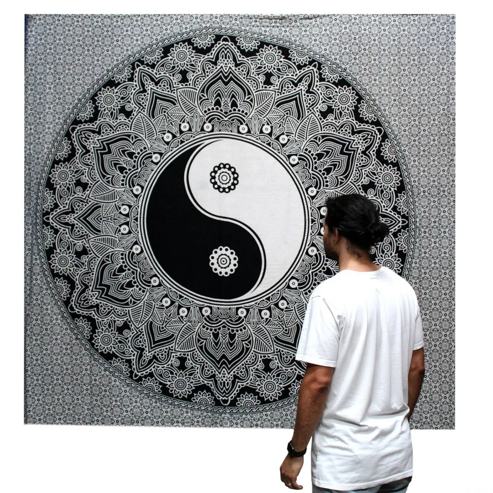 Copriletto e Tappeto da Parete Yin Yang, Cotone Doppio