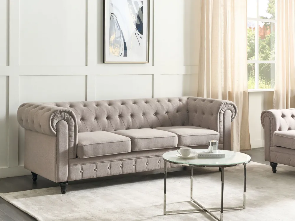 Copertura Protettiva 3 Seater Fabric Sofa Taupe CHESTERFIELD