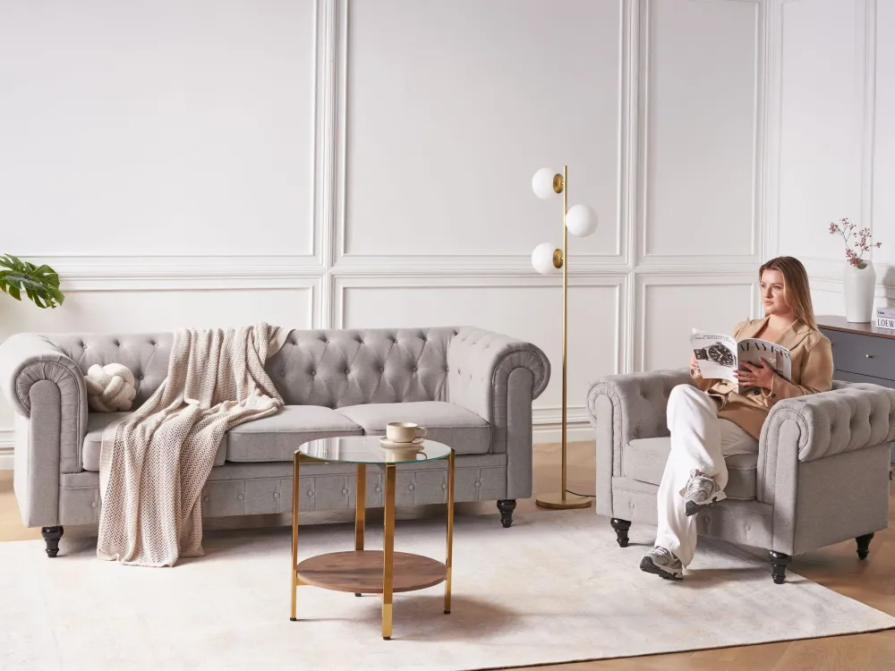 Copertura Protettiva 3 Seater Fabric Sofa Taupe CHESTERFIELD