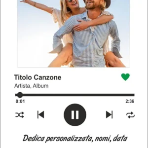 Targa Personalizzata Musica, Foto Stampa UV Plexiglass Acrilico Trasparente. Foto Anniversario San Valentino
