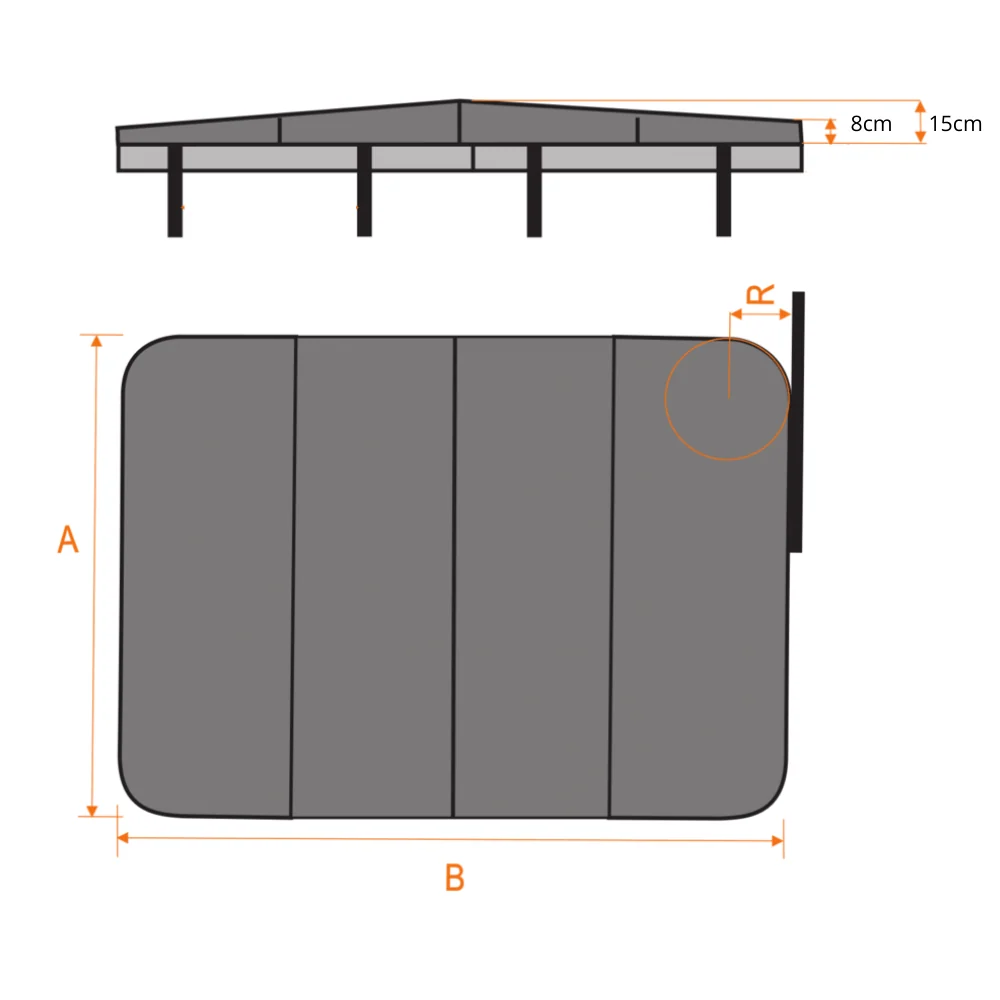 Copertura per spa da bagno su misura da 380 500 cm - 2 parti
