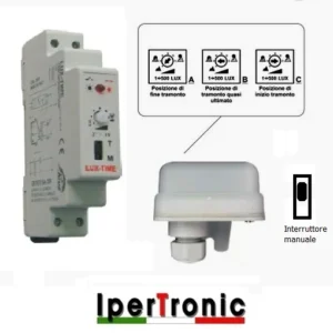 Interruttore Crepuscolare con Sonda Esterna IP55 - Modulo DIN IPLUX-D-TOP