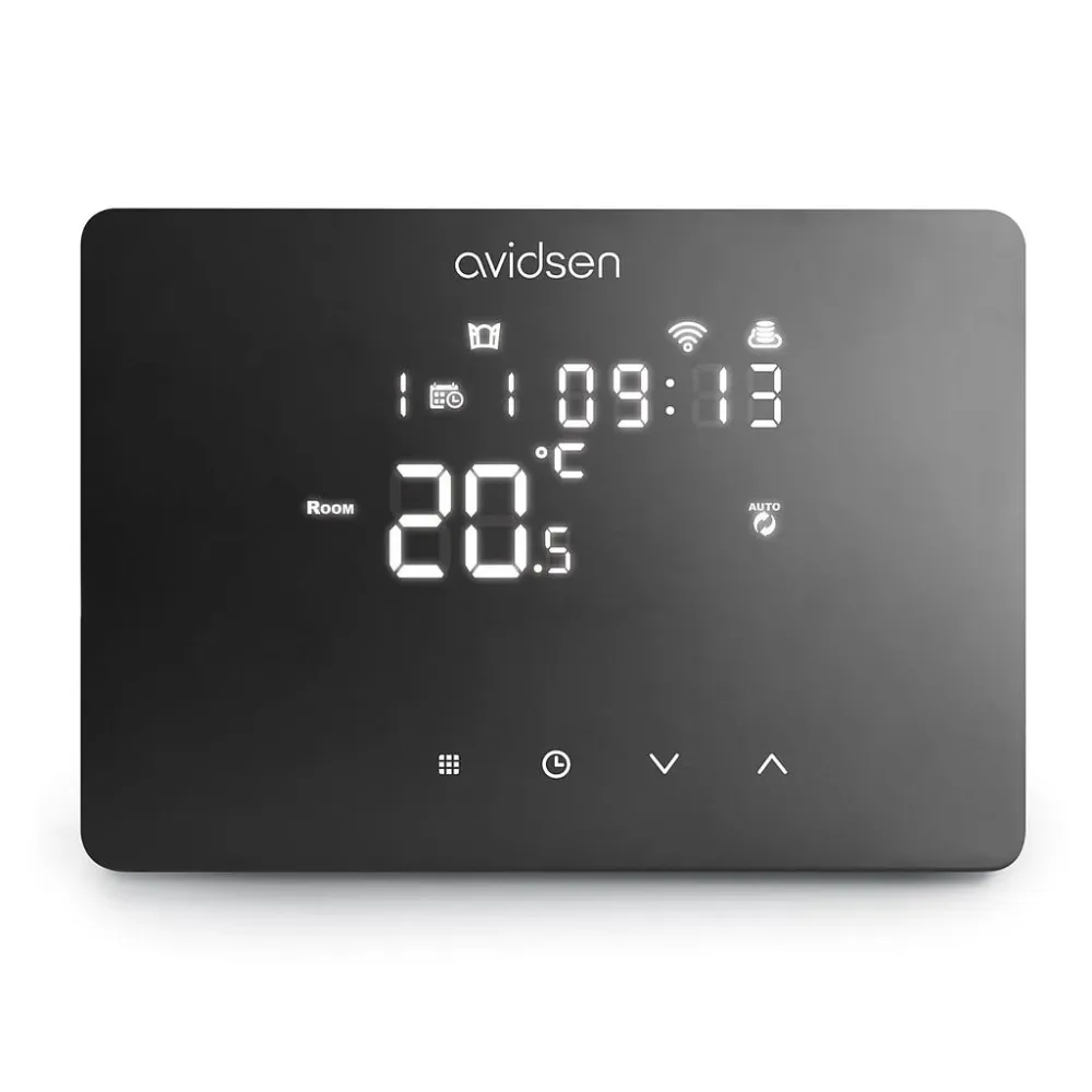 CRONOTERMOSTATO SMART WIFI TOUCH DA PARETE AVIDSEN NERO 230V