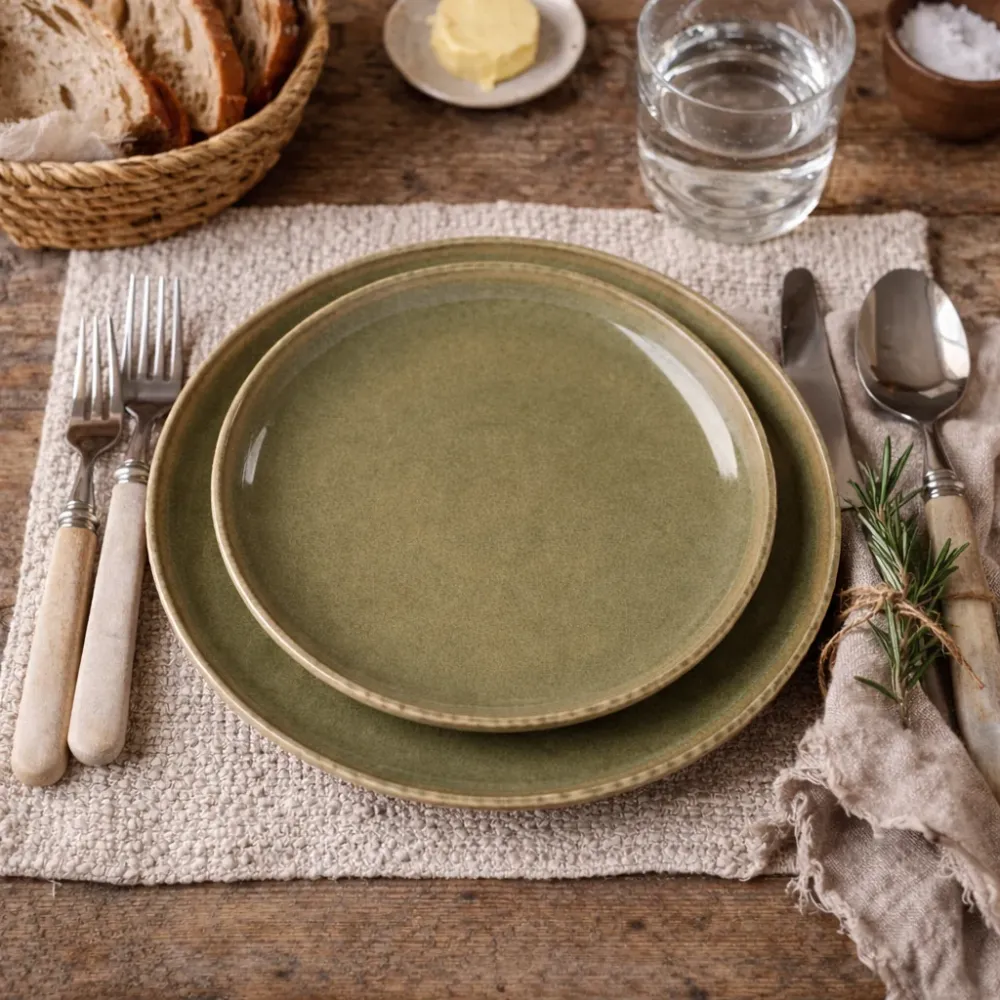Set 6 Piatti Frutta Stoneware Verde Salvia Ø 20 cm – Carla Sage