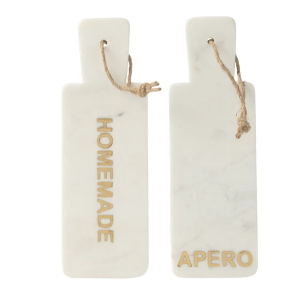 Set 2 Taglieri Rettangolari Marmo Bianco per Aperitivi