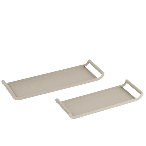 Set 2 Vassoi Rettangolari con Manici Beige da Servizio