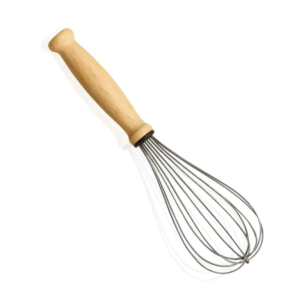 Frusta manuale da 24,5 cm - Manico legno e aste acciaio inossidabile - Ideale per uova, impasti e preparazioni fatte casa