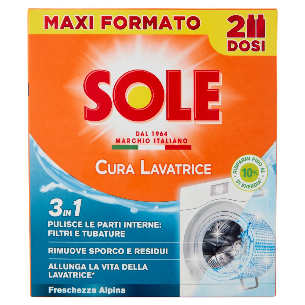 Sole Cura Lavatrice Freschezza Alpina 500ml (2x250ml) | Trattamento Igienizzante Acido Citrico Anticalcare | Elimina Odori...