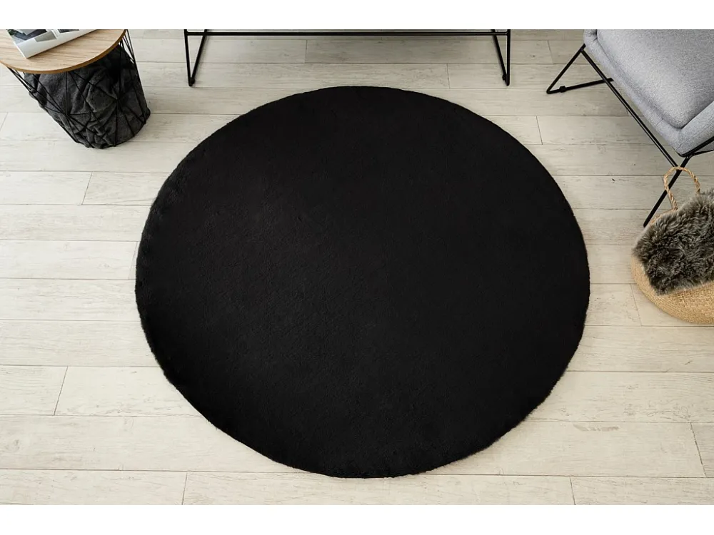 Tappeto BUNNY cerchio nero IMITAZIONE PELLICCIA DI CONIGLIO cercle 160 cm