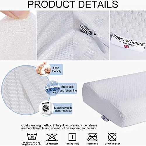 LAMB Power Nature Cuscino Cervicale Memory Foam, Cuscino, Guanciale Bianco