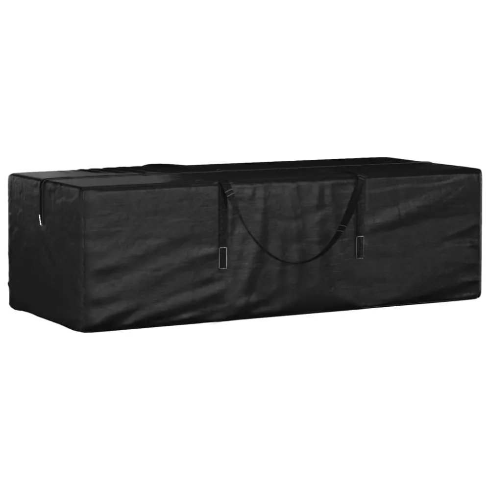 Borsa Porta Cuscini da Giardino Nera 135x40x55 cm Polietilene con Rivestimento Tessuto