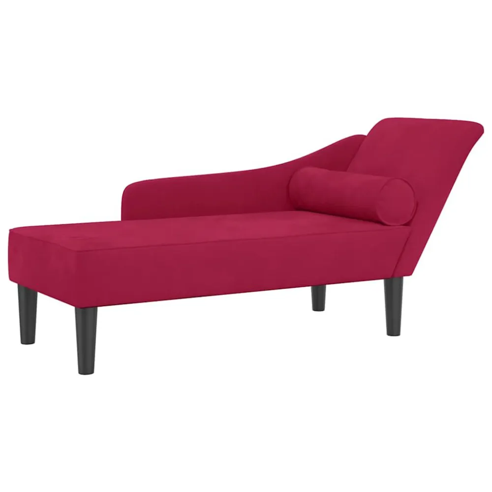 Chaise Lounge con Cuscini Rosso Vino Velluto con Sistema di Montaggio Rapido