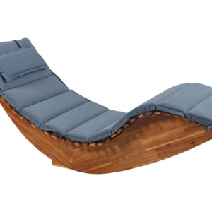 Confortevole Ergonomico Acacia Wood Garden Sun Lounger Light Cushion Blue BRESCIA II