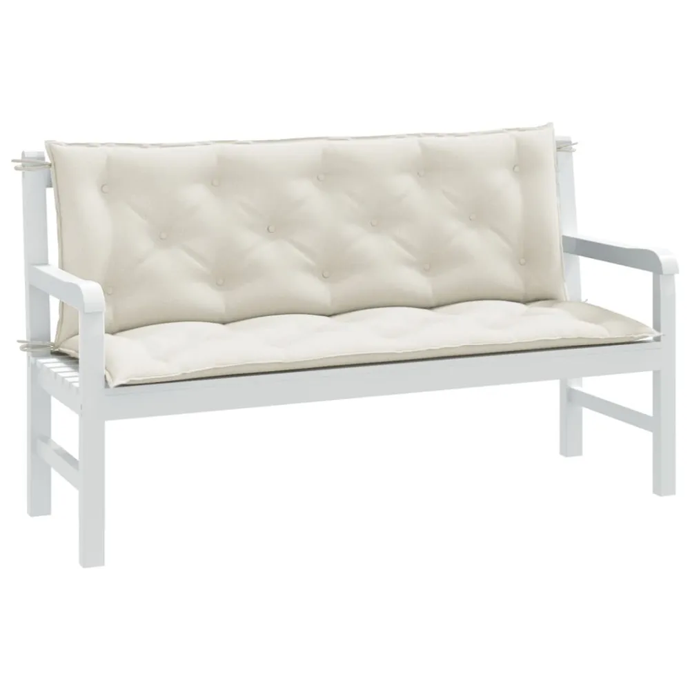 Confortevole Ergonomico Cuscini Panca Giardino 2pz Crema Mélange 150x50x7 cm Tessuto