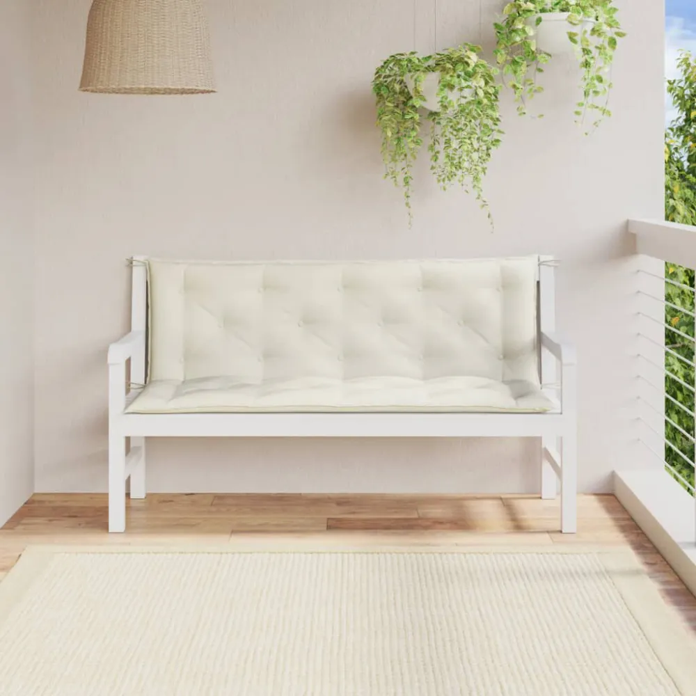Confortevole Ergonomico Cuscini Panca Giardino 2pz Crema Mélange 150x50x7 cm Tessuto