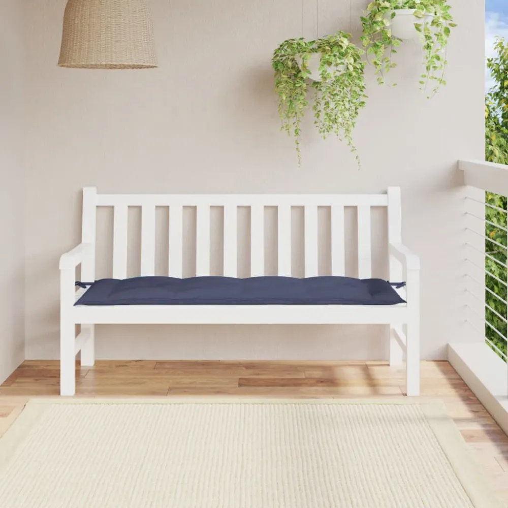 Confortevole Ergonomico Cuscino Panca Giardino Blu Marino 150x50x7 cm Tessuto Oxford
