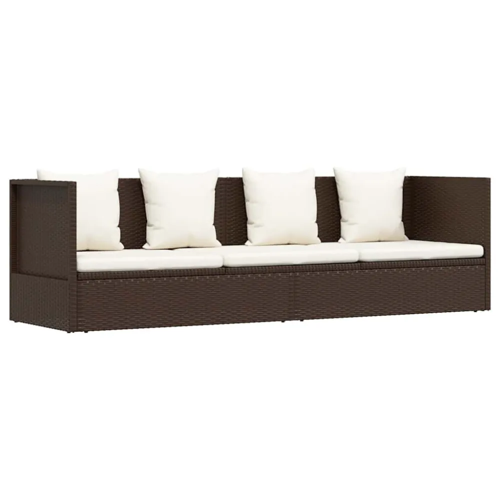Confortevole Ergonomico Lettino da Giardino con Cuscini Polyrattan Marrone