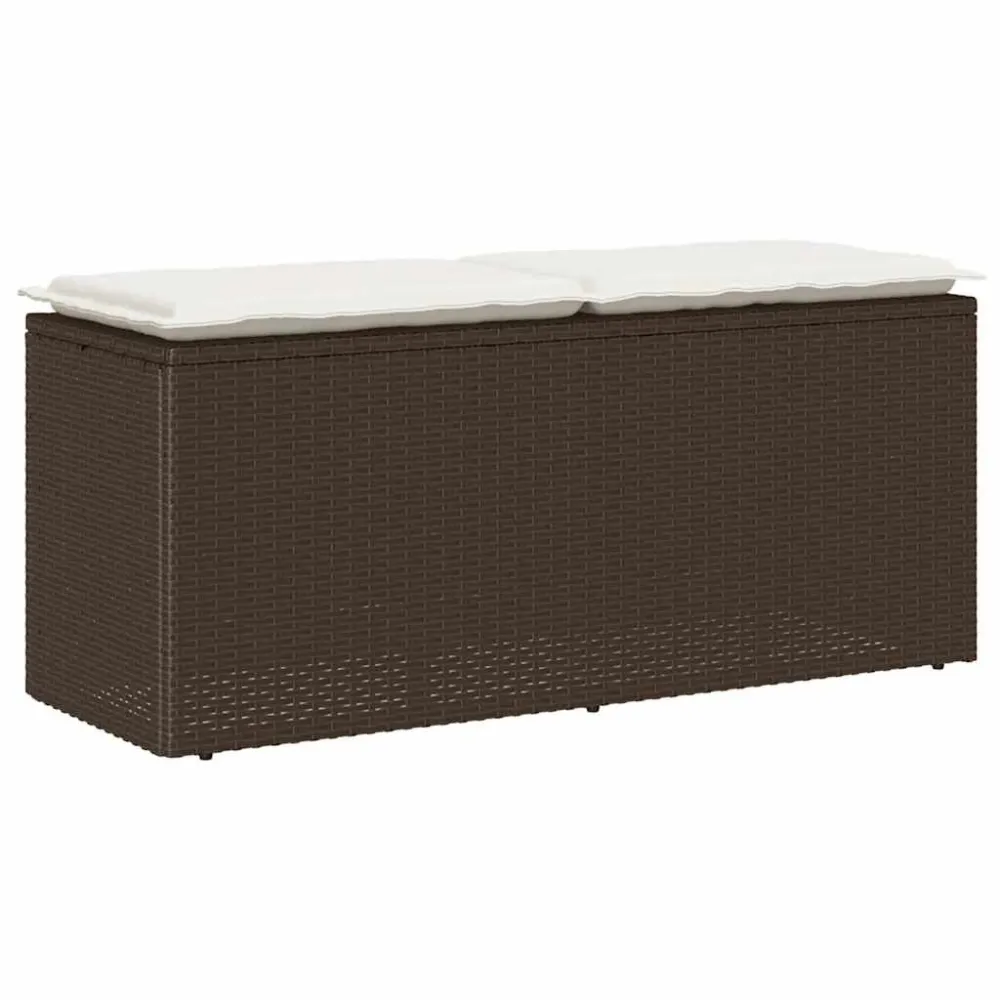 Confortevole Ergonomico Panca da Giardino con Cuscino Marrone 110x40x44cm Polyrattan