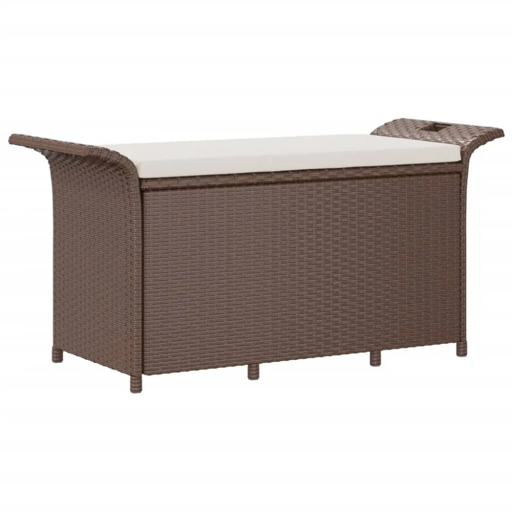 Confortevole Ergonomico Panca da Giardino con Cuscino Marrone 116x46x57cm Polyrattan