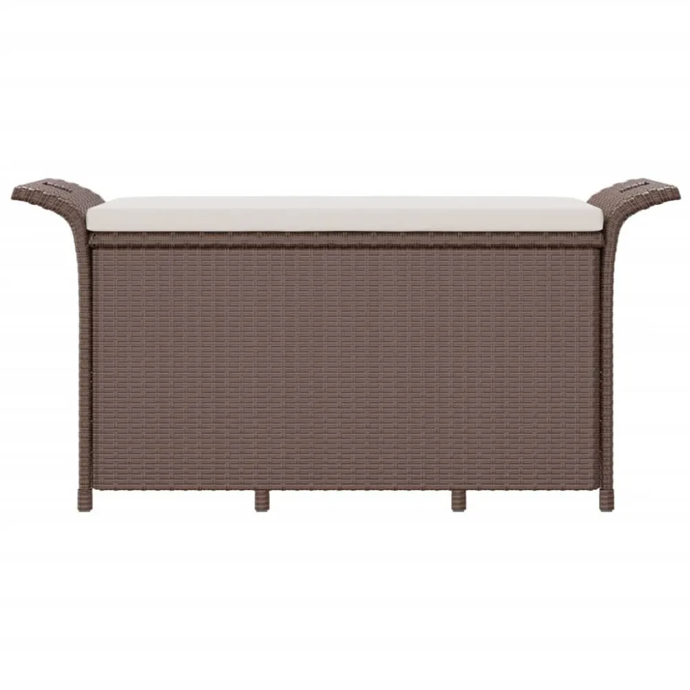 Confortevole Ergonomico Panca da Giardino con Cuscino Marrone 116x46x57cm Polyrattan