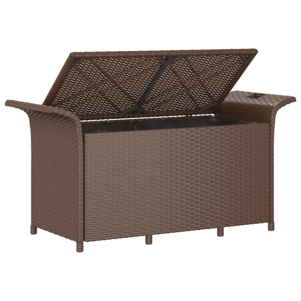 Confortevole Ergonomico Panca da Giardino con Cuscino Marrone 116x46x57cm Polyrattan
