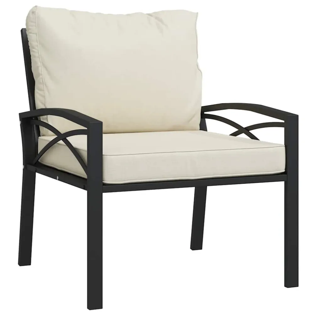 Confortevole Ergonomico Sedia da Giardino con Cuscini Sabbia 68x76x79 cm Acciaio