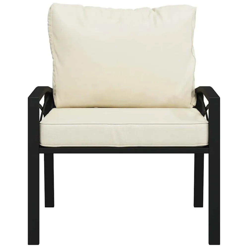 Confortevole Ergonomico Sedia da Giardino con Cuscini Sabbia 68x76x79 cm Acciaio
