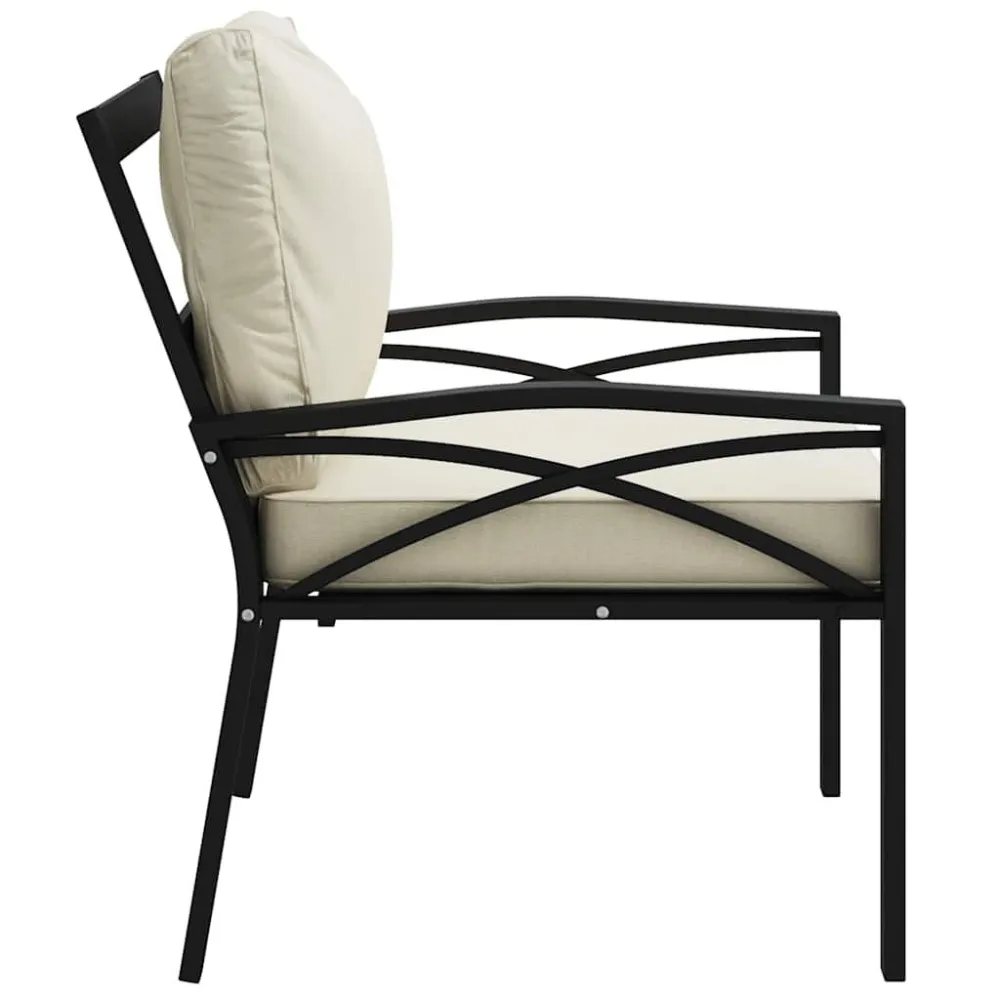 Confortevole Ergonomico Sedia da Giardino con Cuscini Sabbia 68x76x79 cm Acciaio