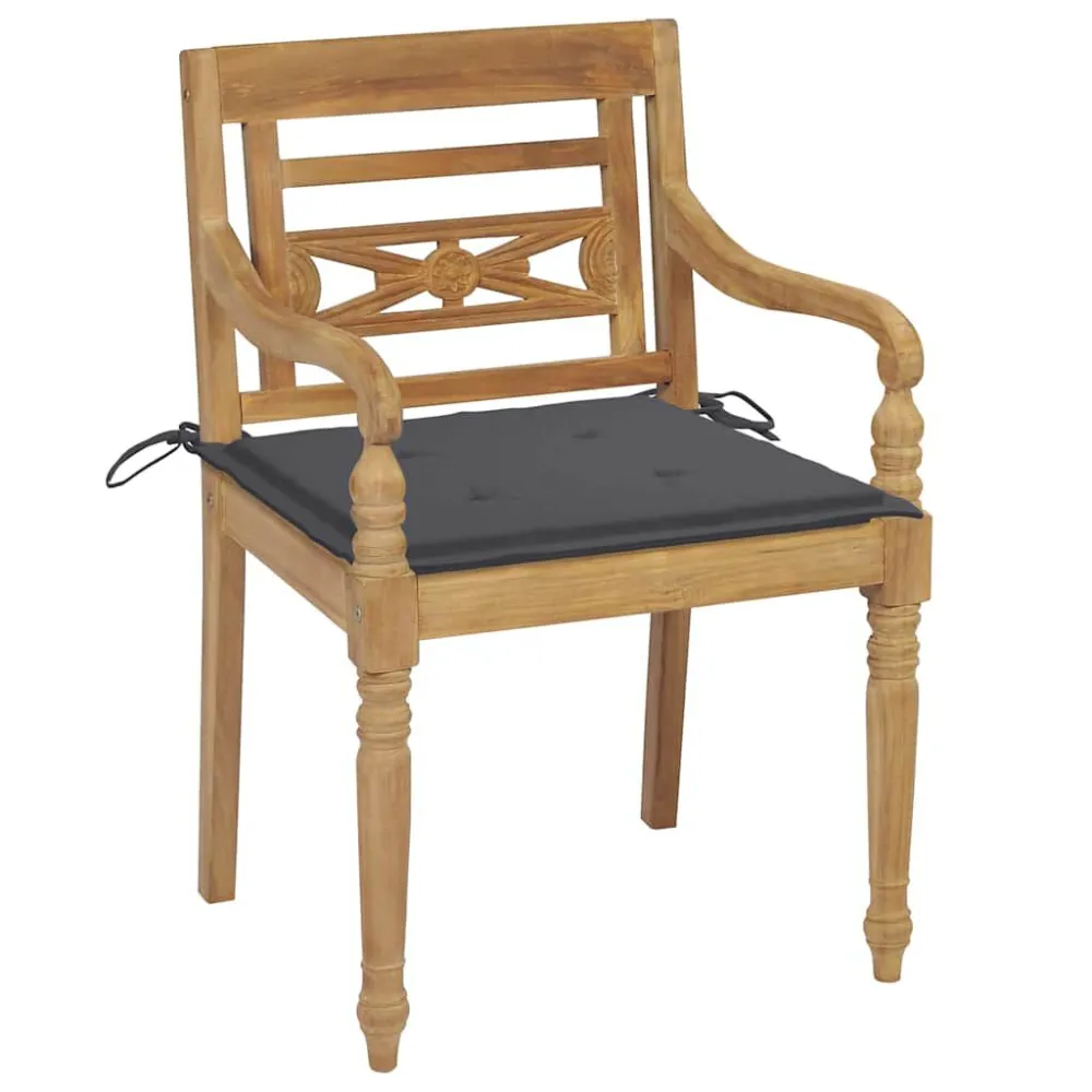 Confortevole Ergonomico Sedie Batavia 2 pz con Cuscini Antracite Massello di Teak