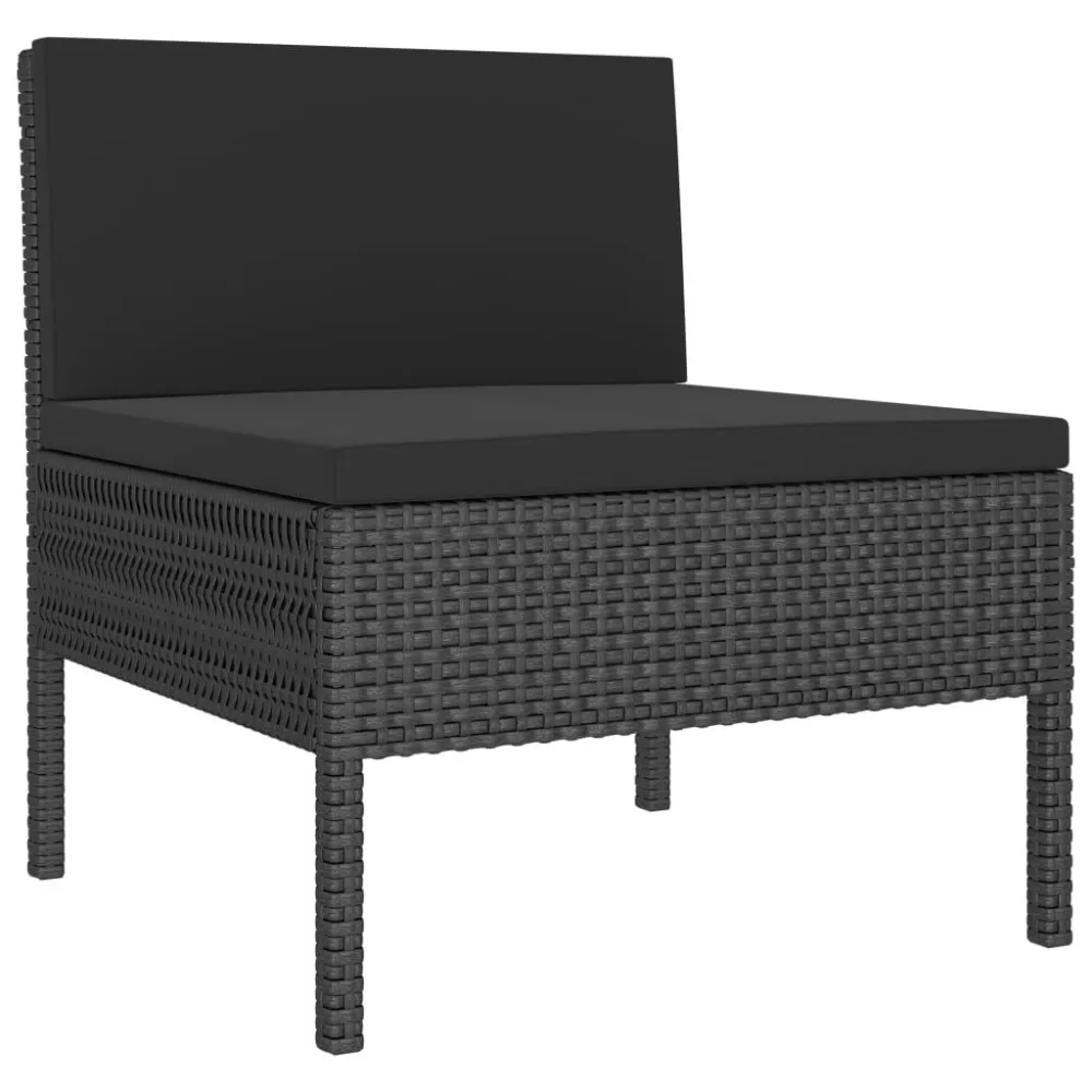 Confortevole Ergonomico Sedie da Giardino 3 pz con Cuscini Polyrattan Nere