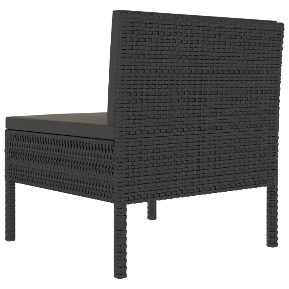 Confortevole Ergonomico Sedie da Giardino 3 pz con Cuscini Polyrattan Nere