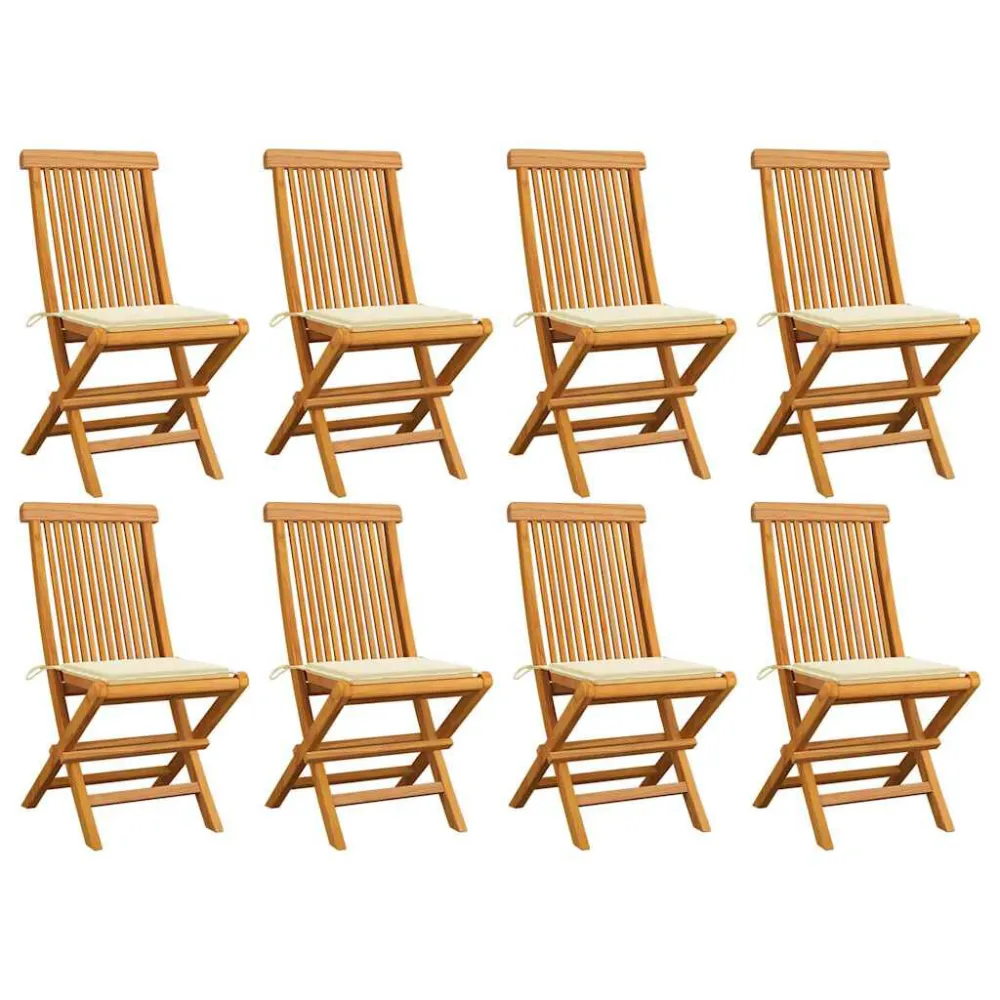 Confortevole Ergonomico Sedie da Giardino con Cuscini Crema 8 pz Massello di Teak